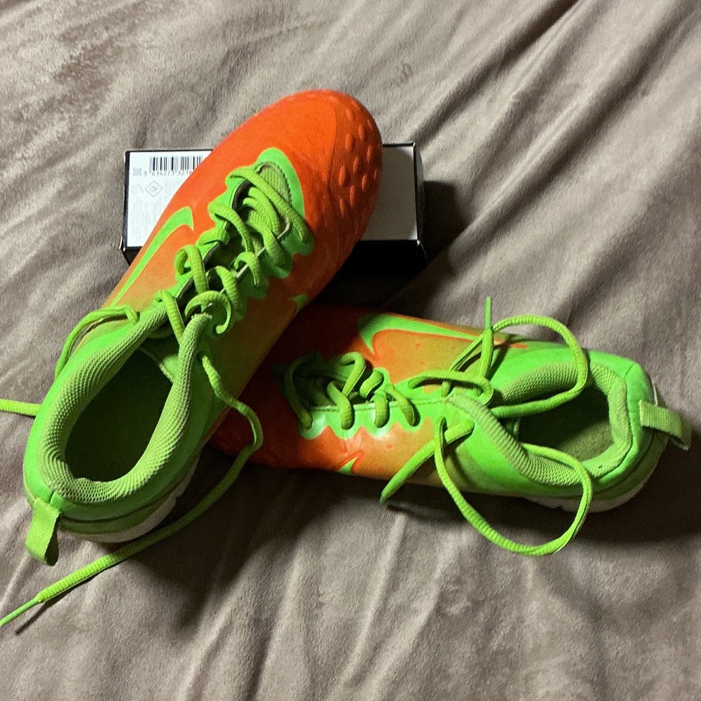 Nike Kids' Neon Orange and Lime Green Sneakers